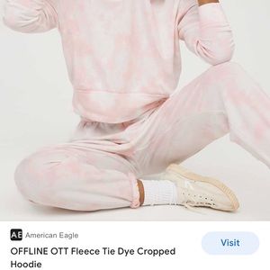AERIE SIZE SMALL “OFFLINE” MATCHING SET: SWEATPANTS (beige and white tie dye)